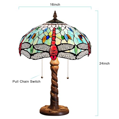 Tiffany Stained Glass Table Lamp 2-Light 16x16x24 Inches Z50546