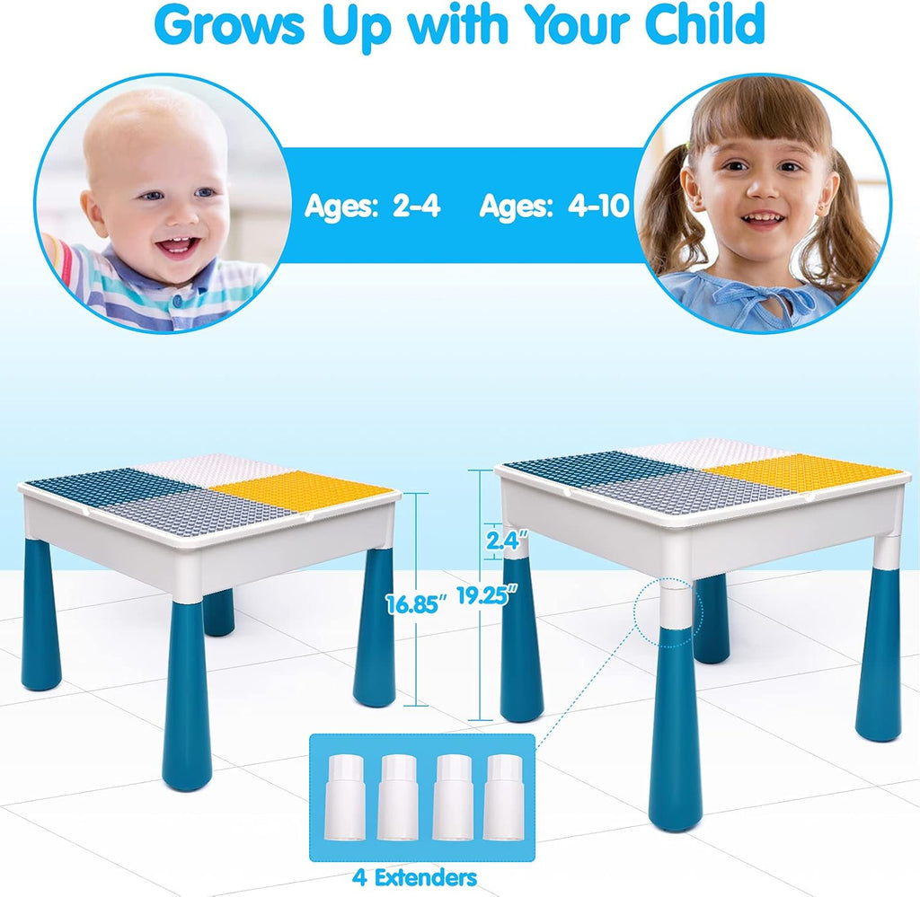 Kids Activity Table and Chair Set with 152Pcs Marble Run Building Blocks P596116