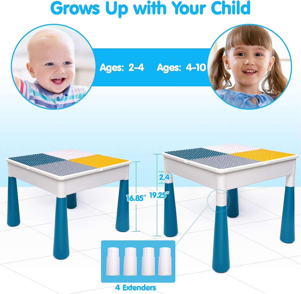 Kids Activity Table and Chair Set with 152Pcs Marble Run Building Blocks P596116