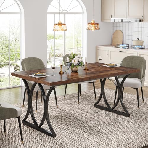 Brown Black Rectangle Dining Table U22658