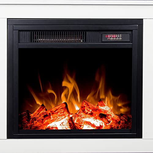 White 4 Cubby Electric Fireplace TV Stand D744