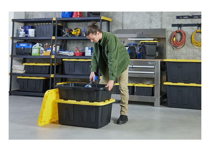 Black/Yellow Heavy Duty Tote with Hinged Lid Q2830