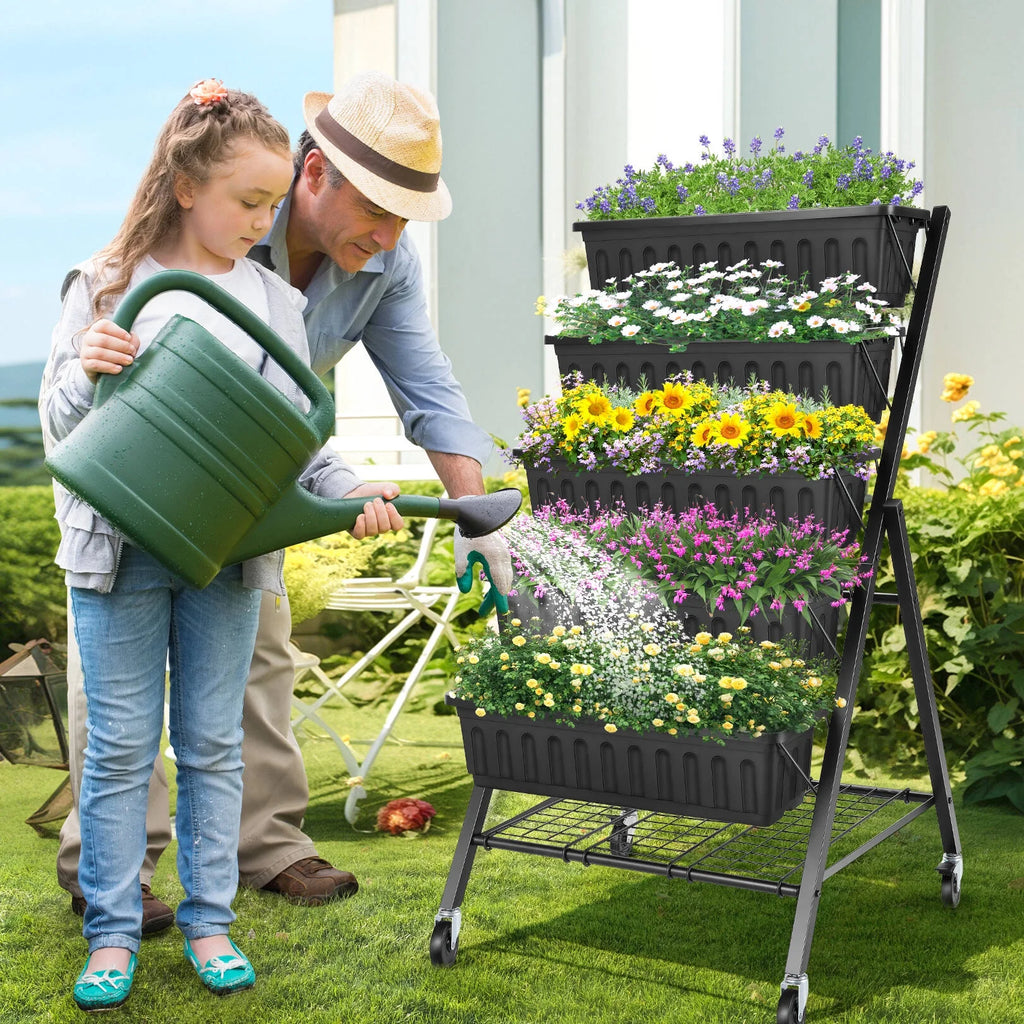 4 ft 5-Tier Raised Garden Bed Planter with Storage Shelf O855