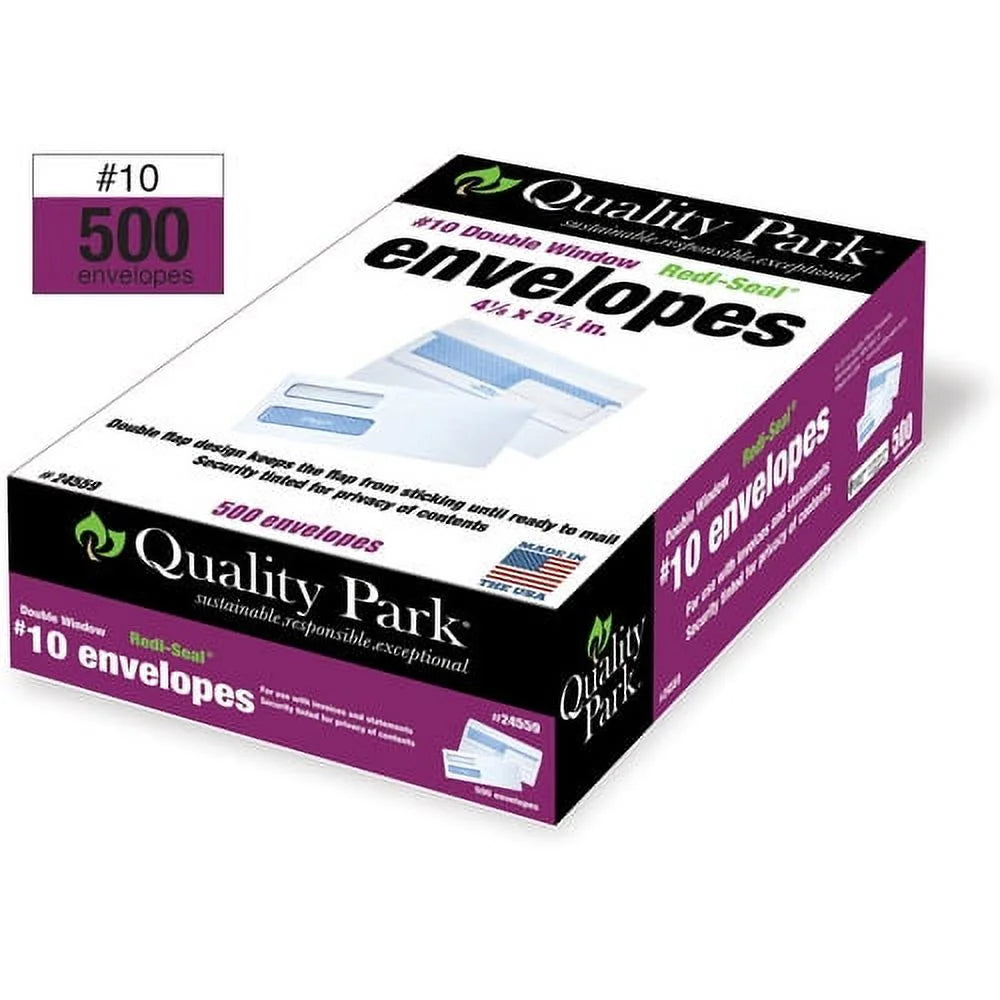 White Double Window #10 Envelope 500/Box E23295