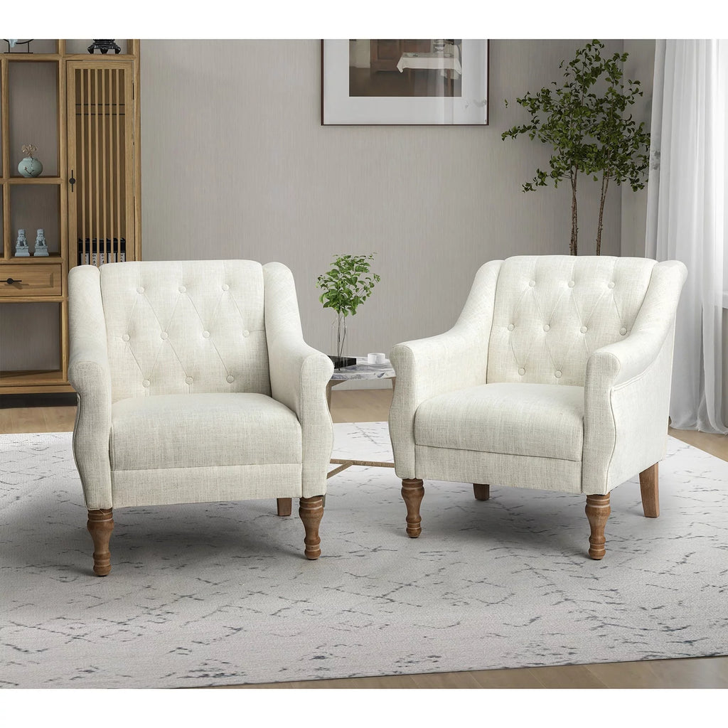 Set of 2 Tufted Wooden Armchair T41286