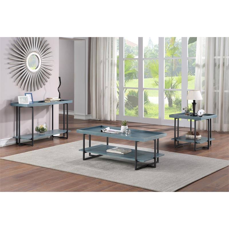 Antique Blue Wood Console Table R698