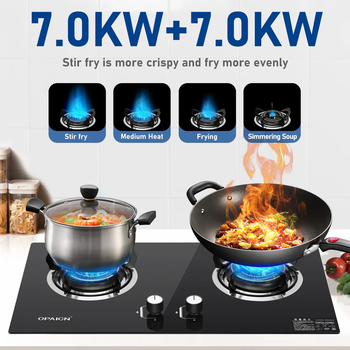 Double Burner Gas Stove Tempered Glass Cooktop E593