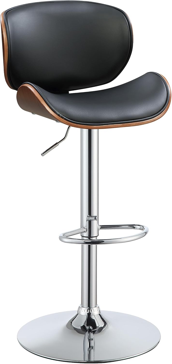 Black PU & Walnut Adjustable Swivel Stool B654