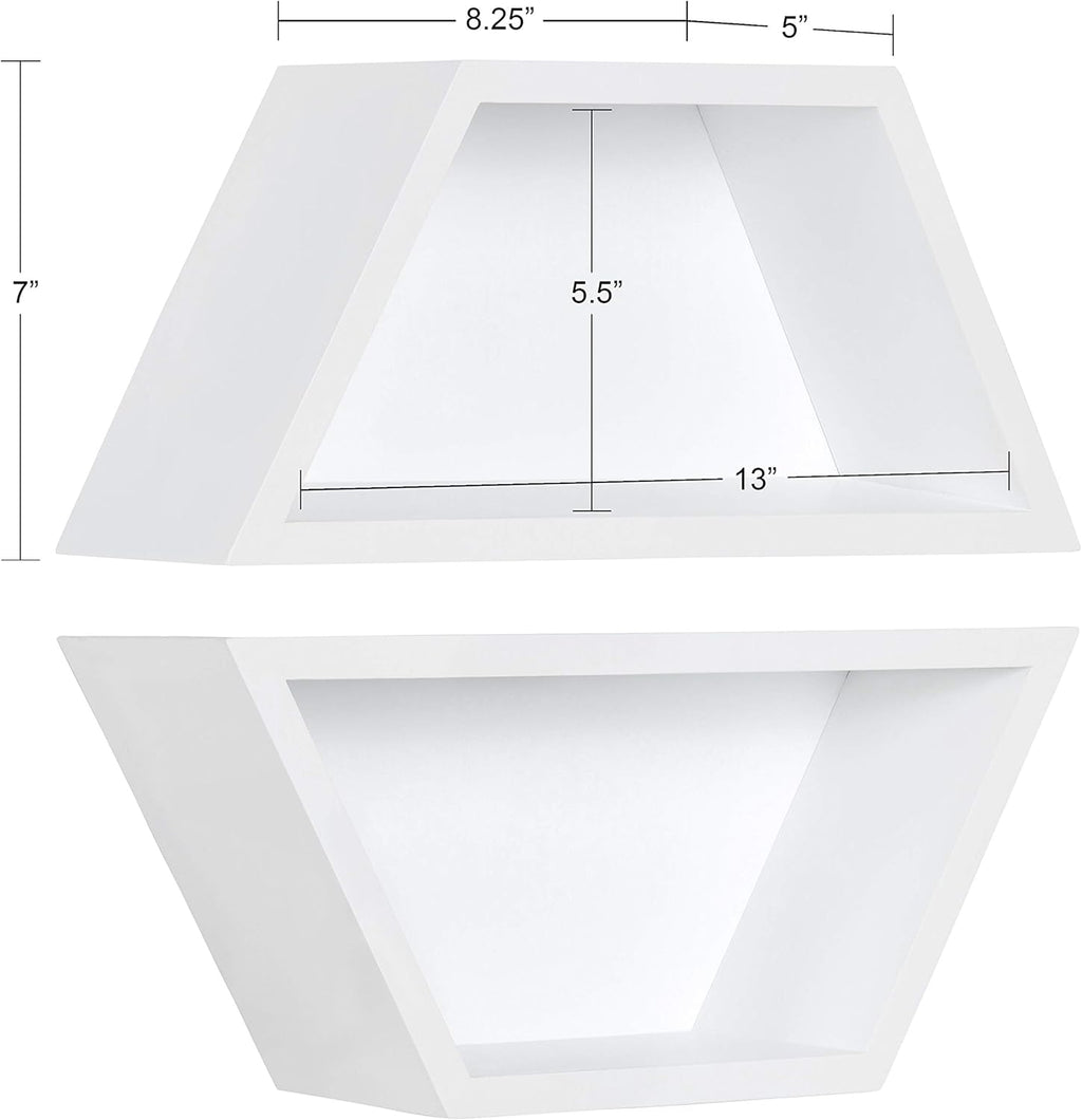 White Set of 2 Wooden Wall Shelves P4738