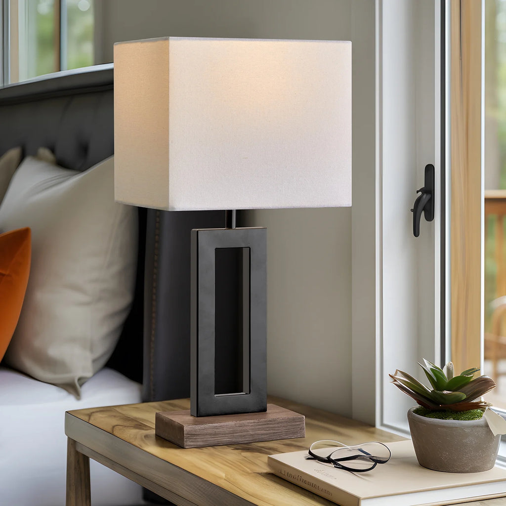Modern Metal Table Lamp 18" Industrial Black C5051