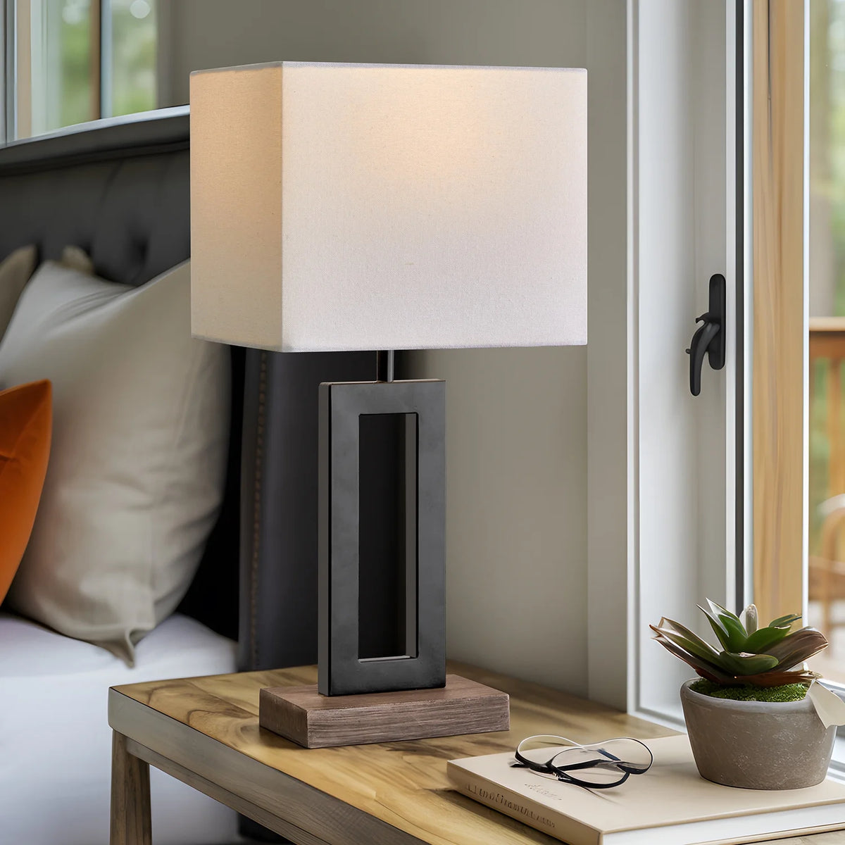 Modern Metal Table Lamp 18" Industrial Black C5051
