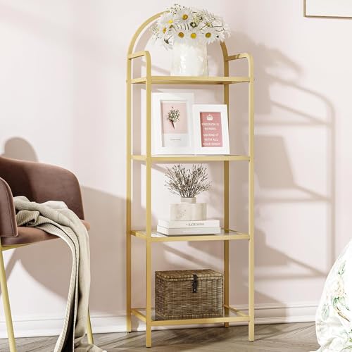 6 Tier Tempered Glass Steel Frame Bookcase X161626