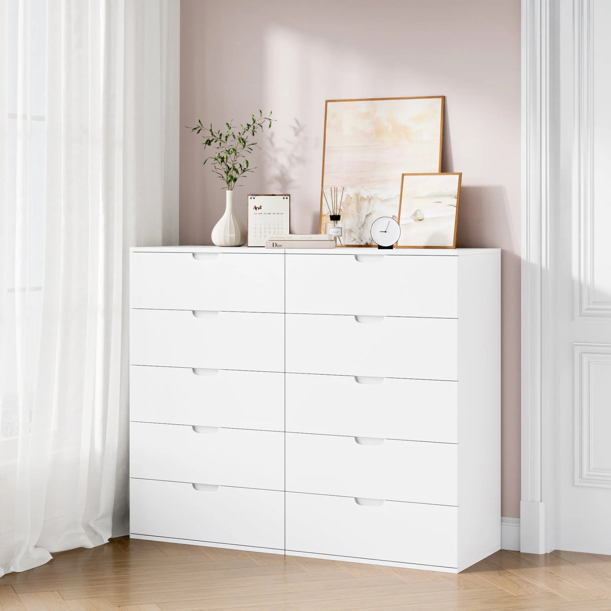 White 6 Drawer Dresser Z18988