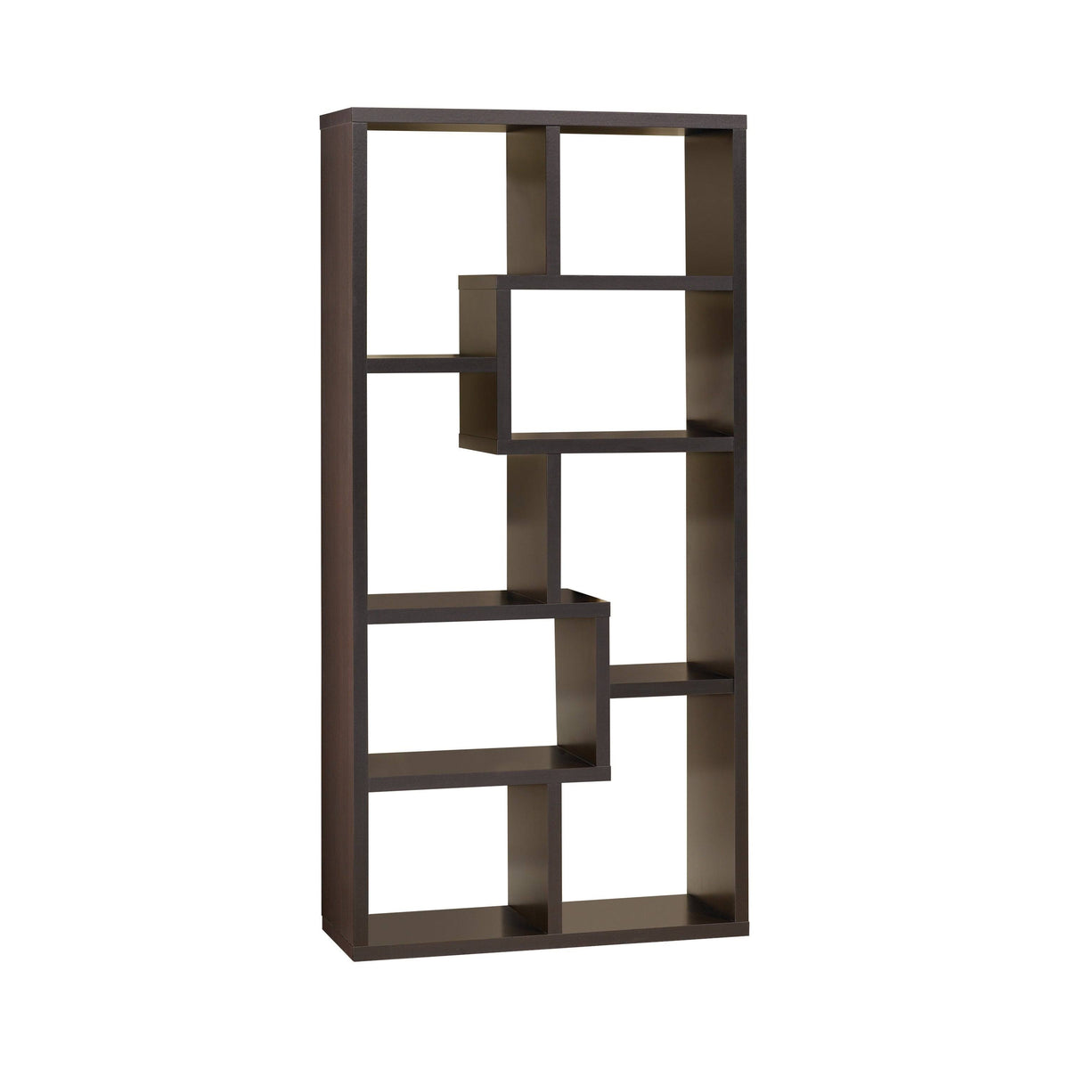8-Shelf Geometric Bookcase Cappuccino C41037