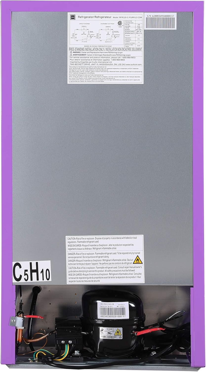 3.2 Cu Ft Single Door Mini Fridge with Freezer, Platinum T1294