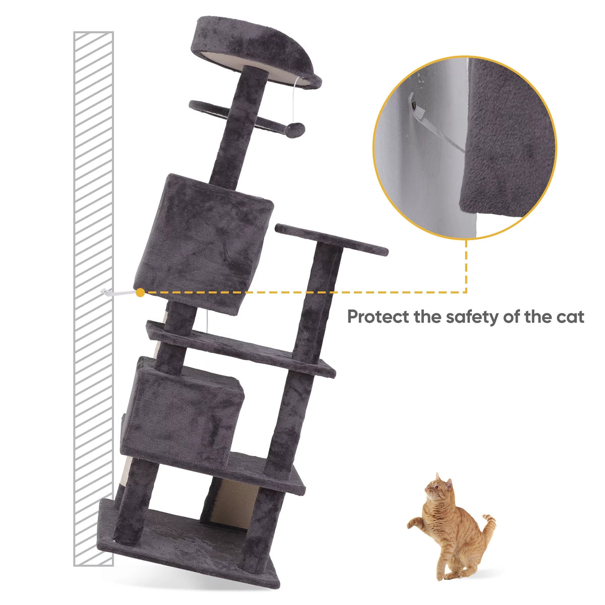 55-in Dark Gray Cat Tree & Scratching Post Tower Z462