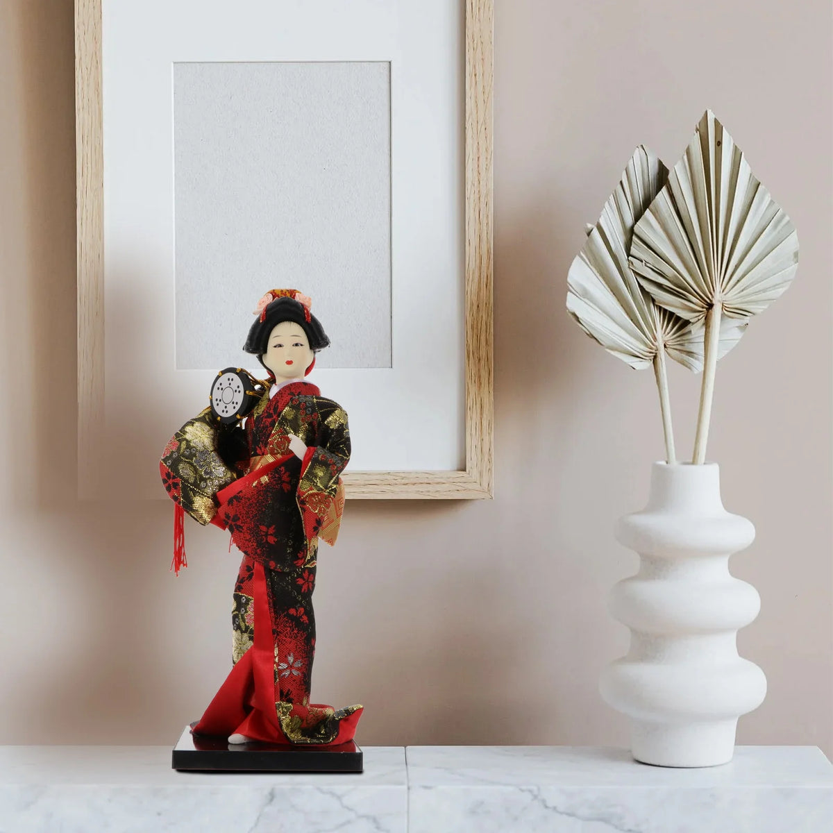 2 Pc Silk Geisha Dolls Japanese Folk Crafts Y589