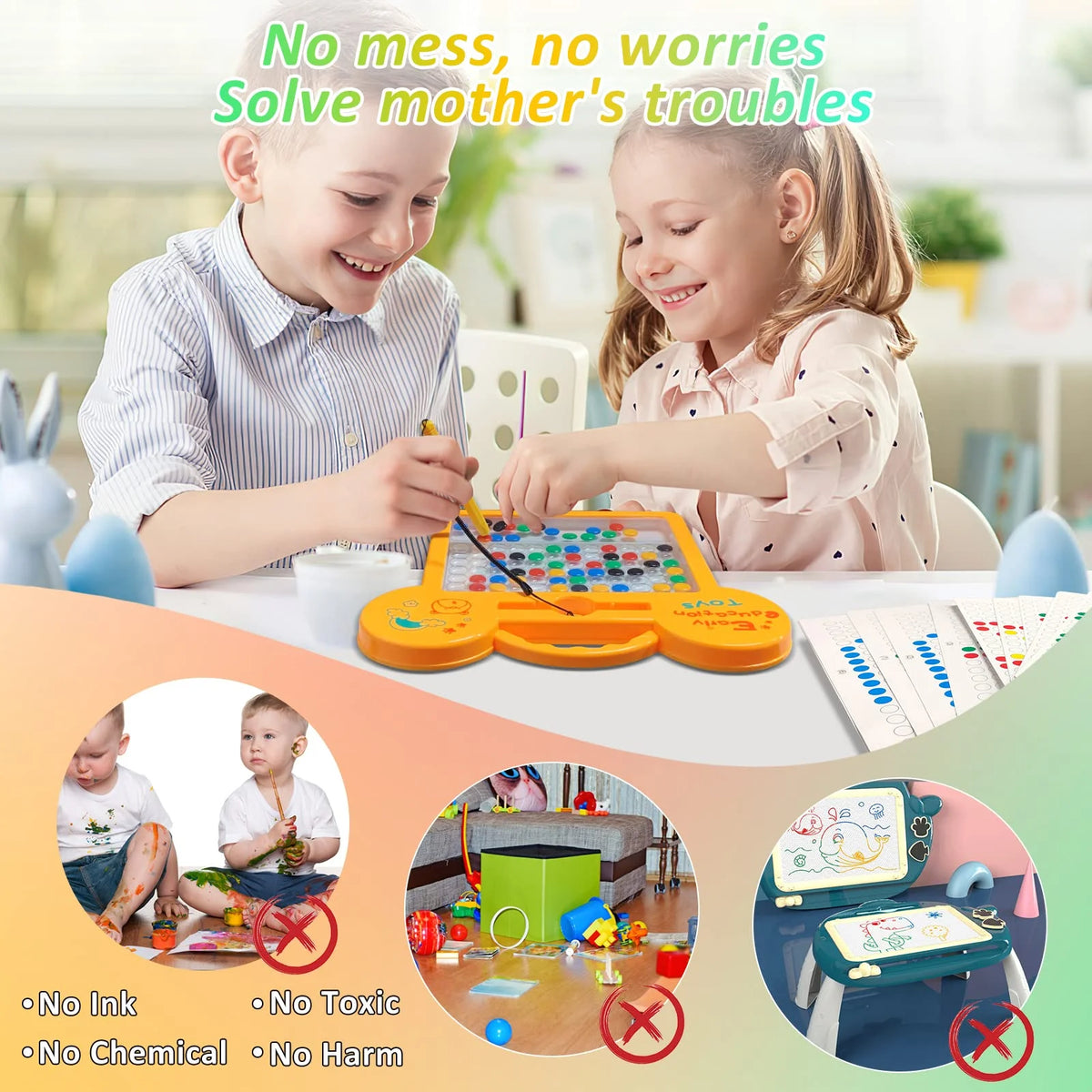 Magnetic Dots Board Montessori Educational Preschool Toy Doodle Board 9x8" with Magnetic Beads X70553