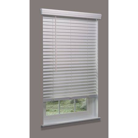 Cordless Faux Wood Blind, White, 23-3/4x22w x 4 N738273
