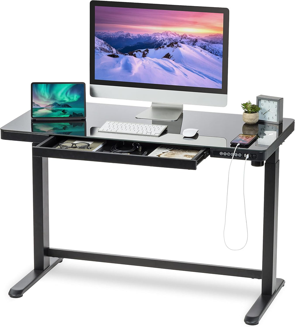 48 x 24 Inch Electric Height Adjustable Standing Desk with Drawer and USB Ports V7205
