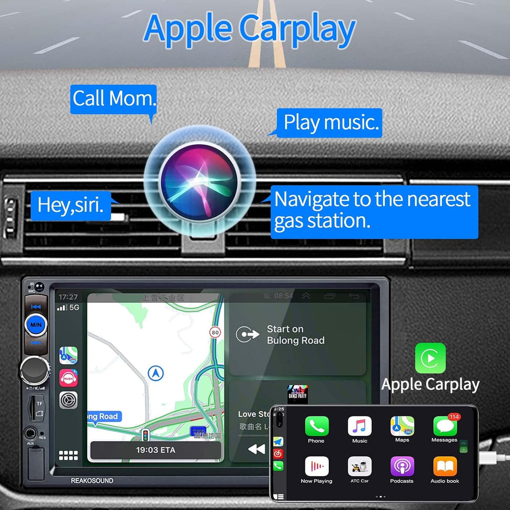 7 Inch Touch Screen Double Din Car Stereo with Bluetooth Backup Camera T35902