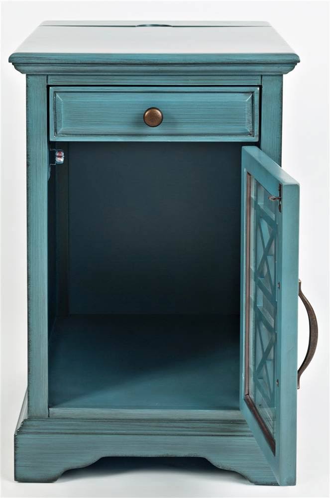Antique Blue Power Chairside Table F3108