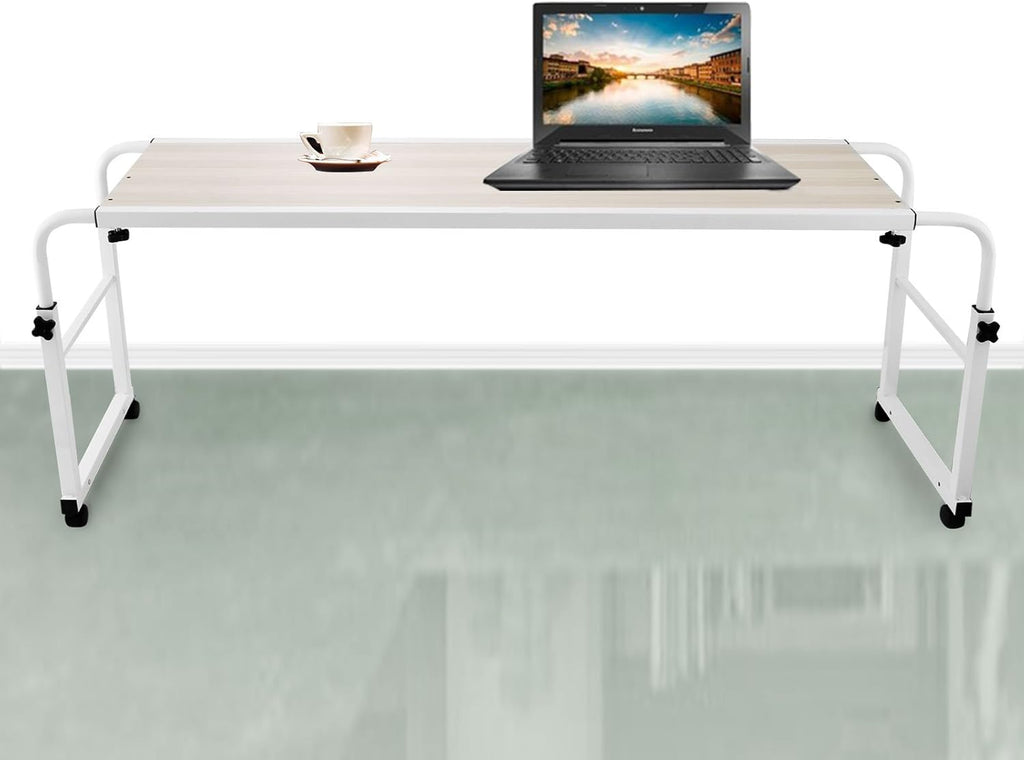 47 Inch Overbed Table with Wheels Rolling Bed Table Laptop Cart Computer Desk V792