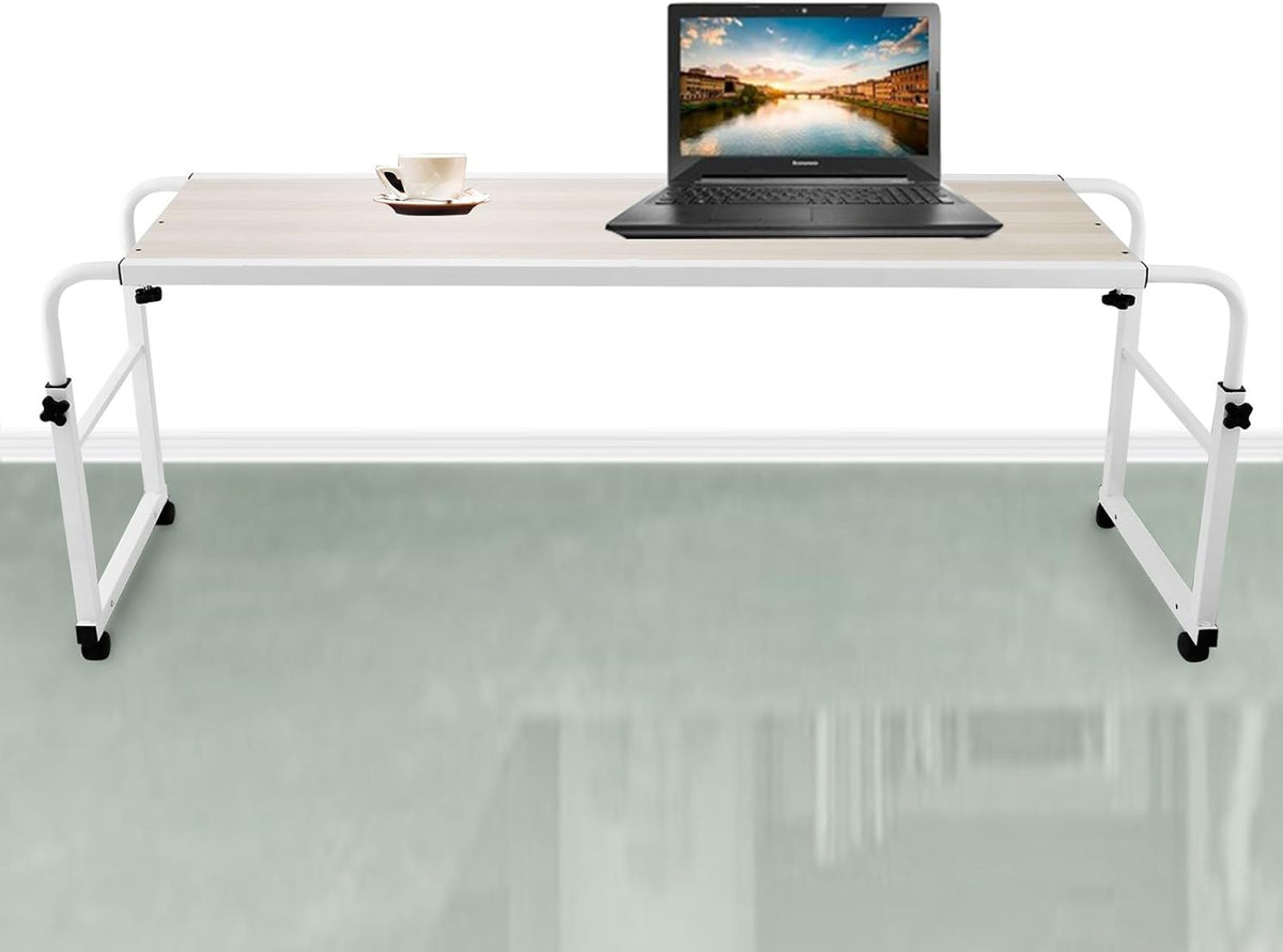 47 Inch Overbed Table with Wheels Rolling Bed Table Laptop Cart Computer Desk V792
