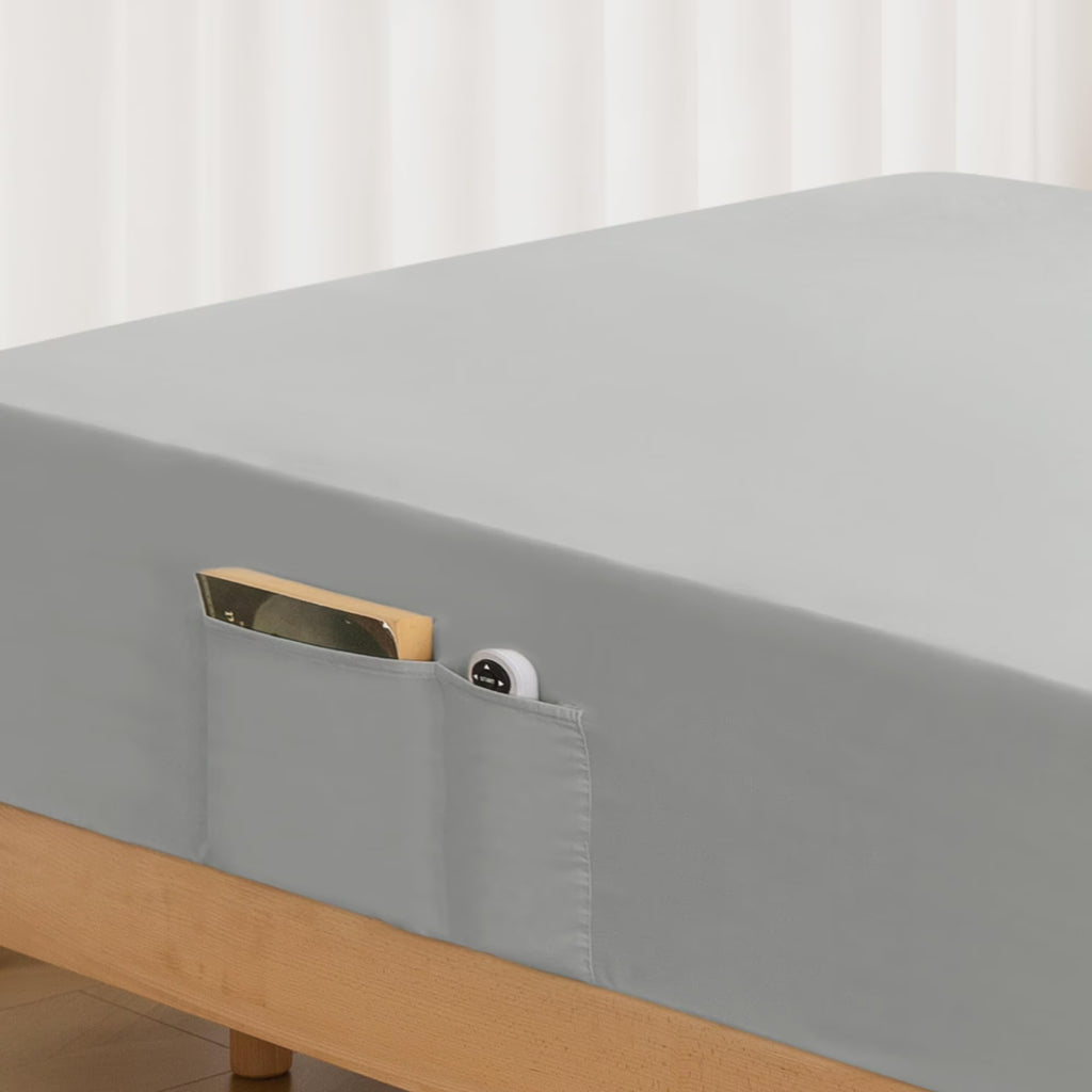 Gray 1800 Thread Count Microfiber Fitted Sheet with Storage Pocket U291001