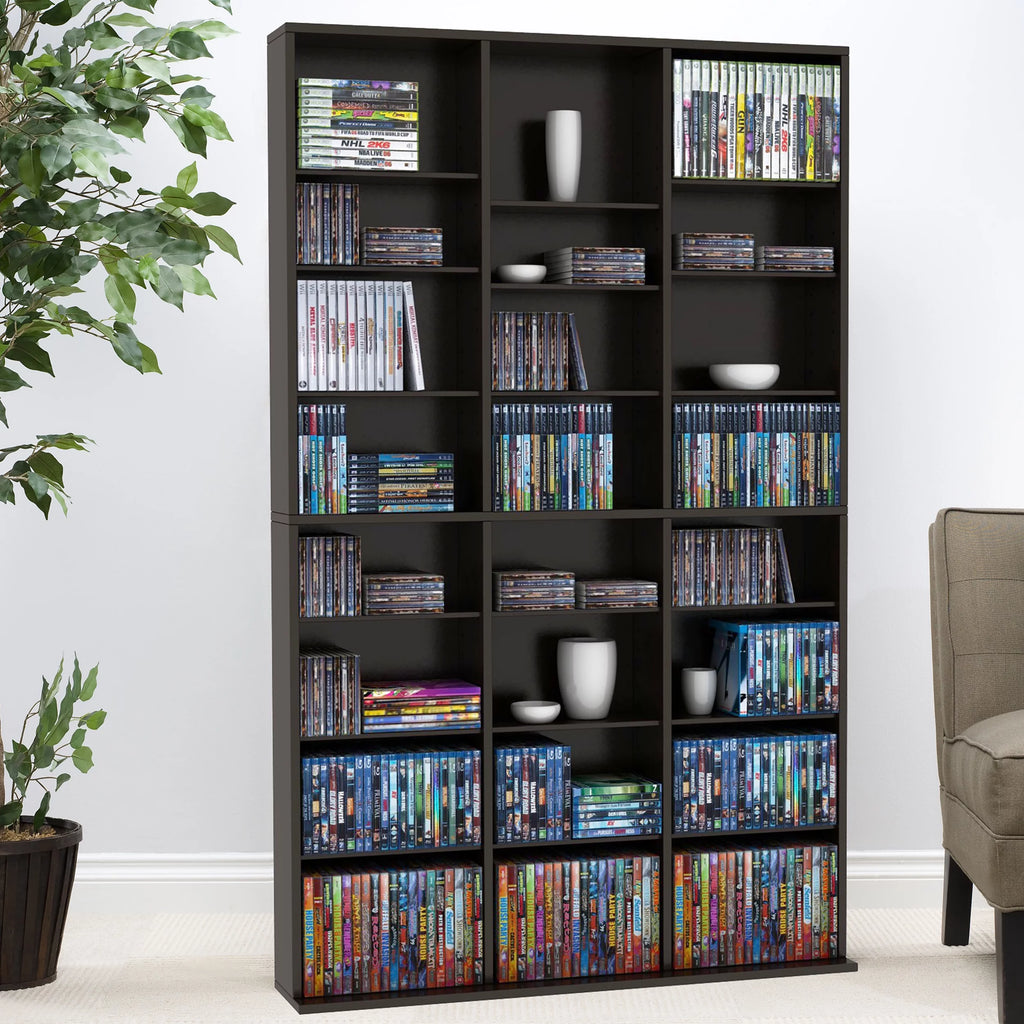 Adjustable Wood Media Storage Shelf Bookcase W95864