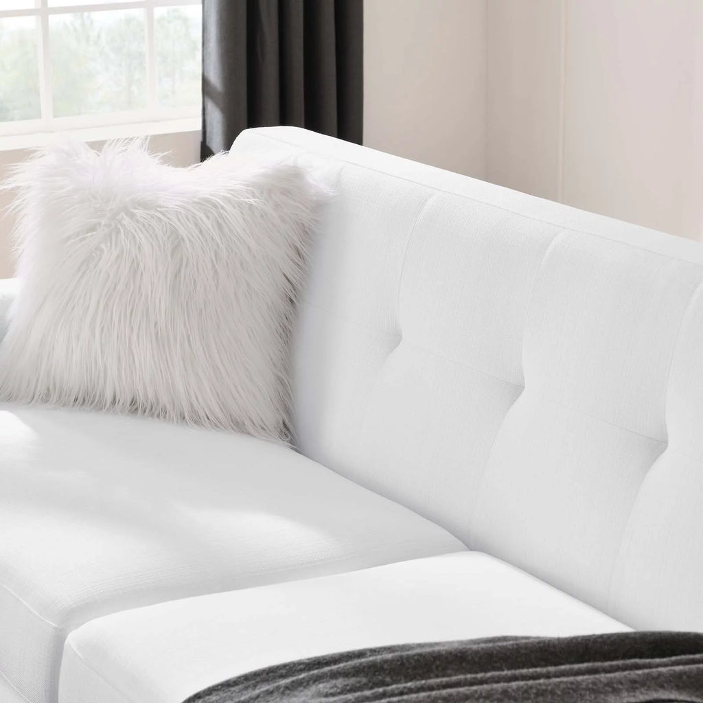 White Upholstered Fabric Loveseat S2539