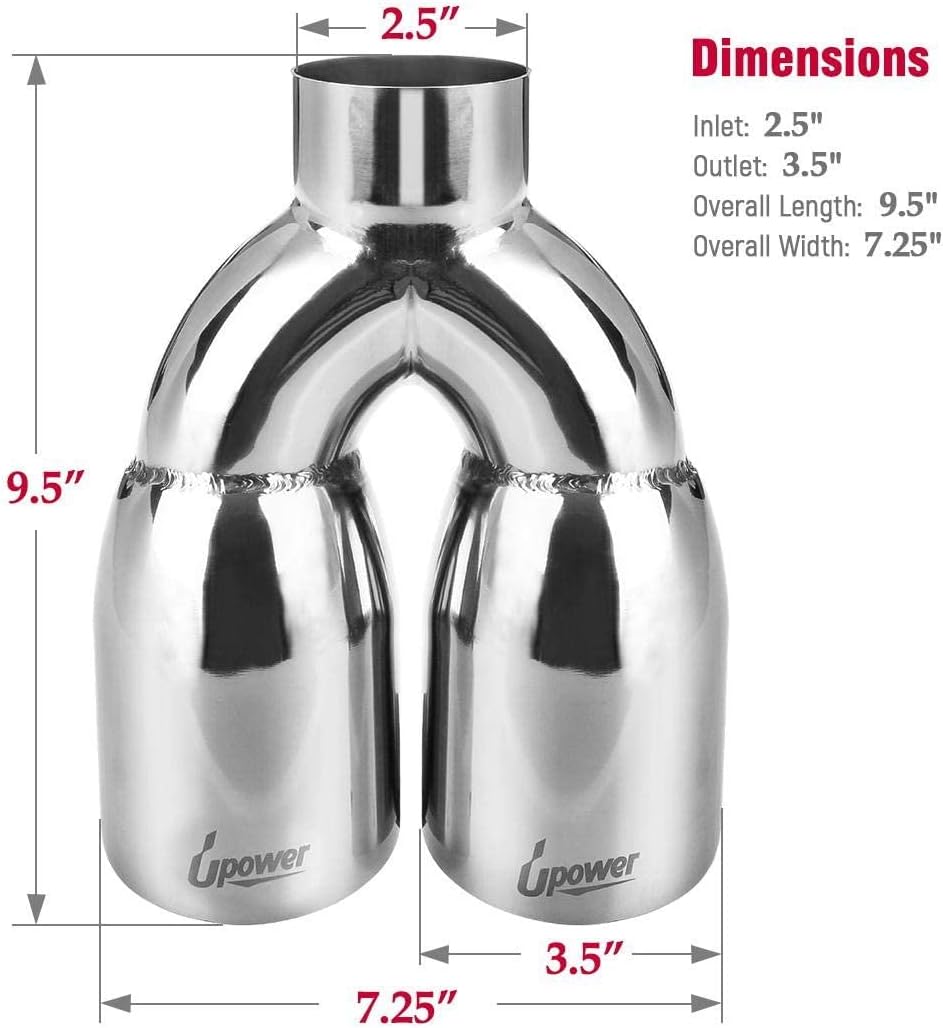 Dual Exhaust Tip 2.5" to 3.5" Polished Stainless Steel Double Wall Slant Edge Pack of 2 A808531