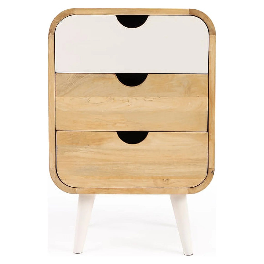 Beige Mango Wood End Table with Storage N55566