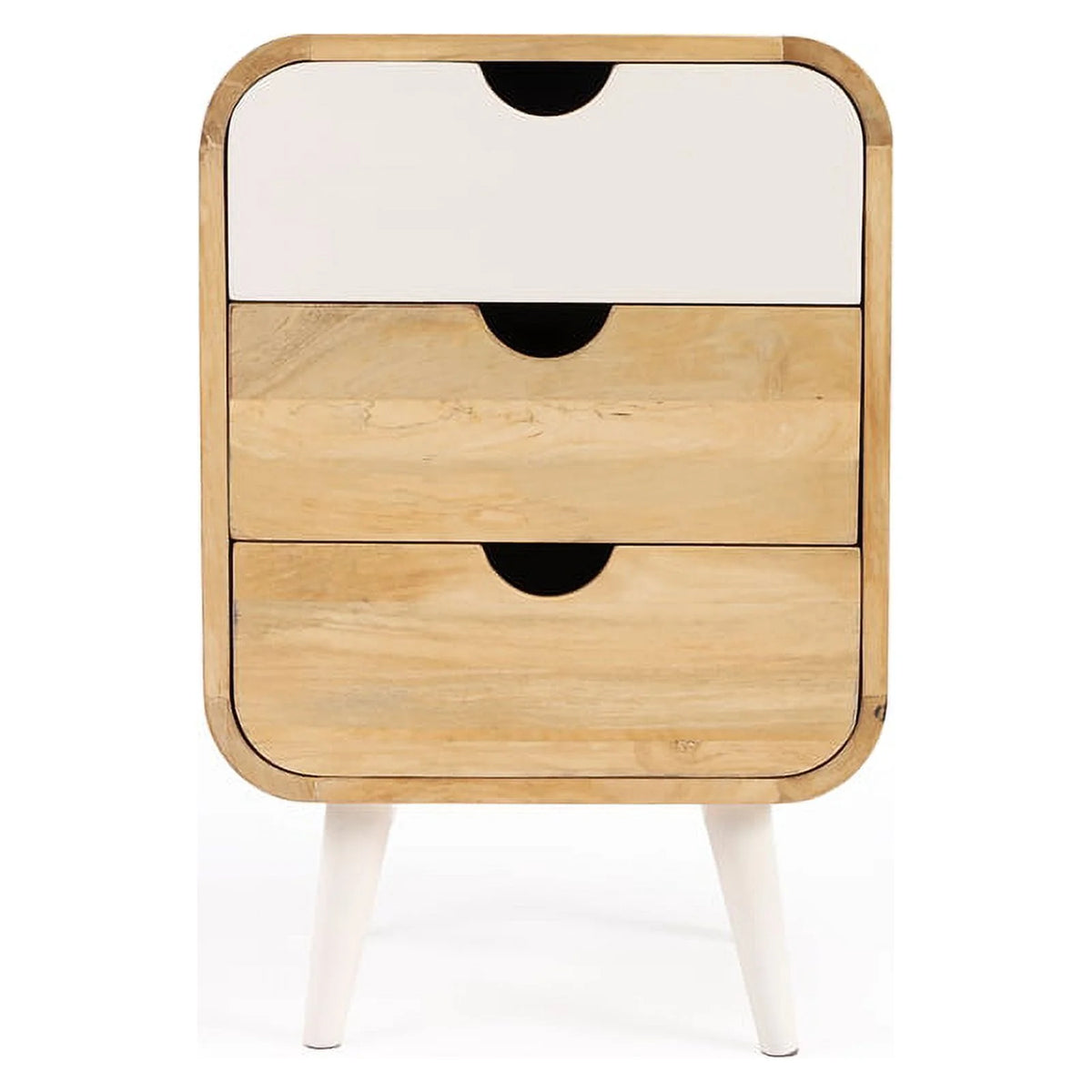 Beige Mango Wood End Table with Storage N55566
