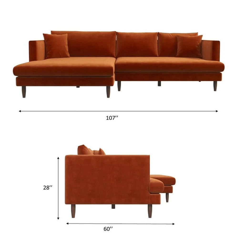 Beige Velvet L-Shaped Sectional G862