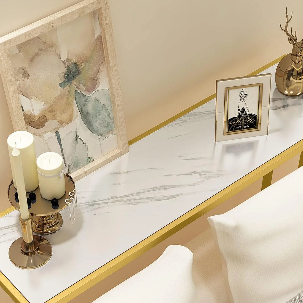 Narrow Faux Marble Sofa Table Set of 3 M475