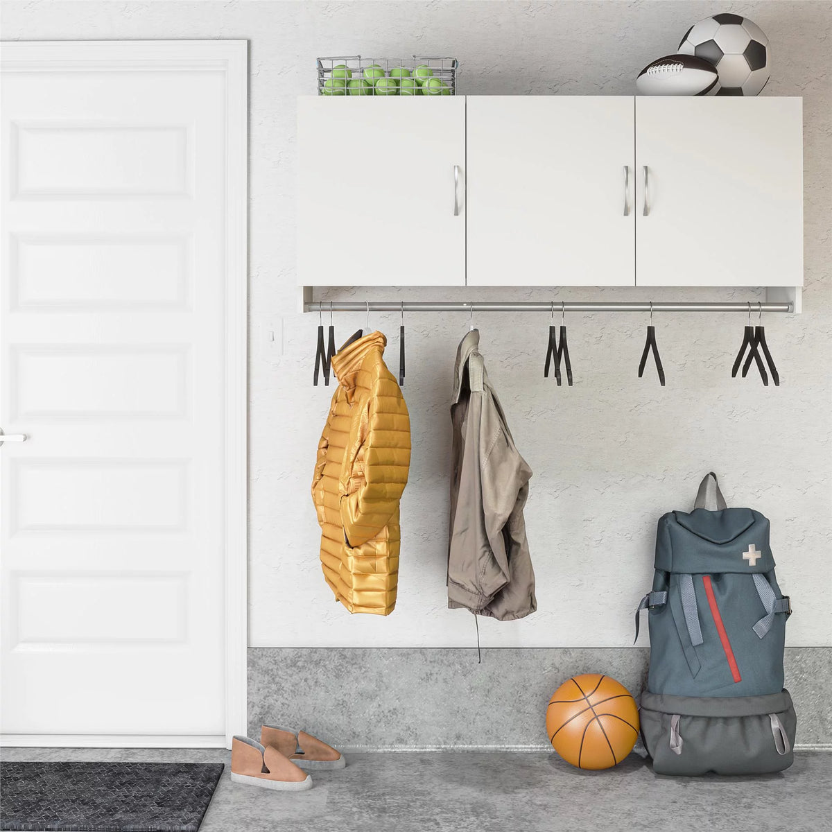 White 3 Door Wall Cabinet with Hanging Rod I1820