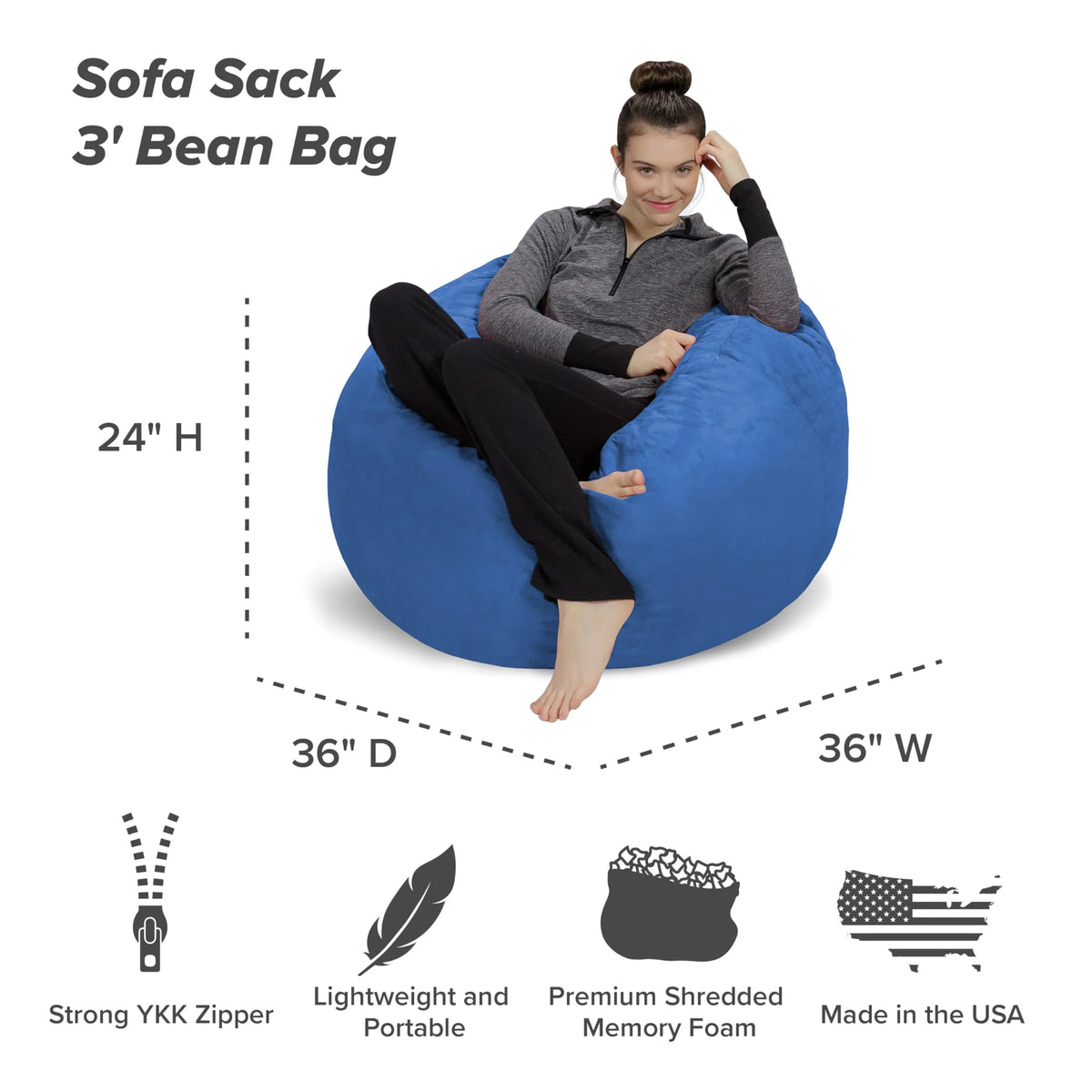 Plush Microsuede Bean Bag Chair J799