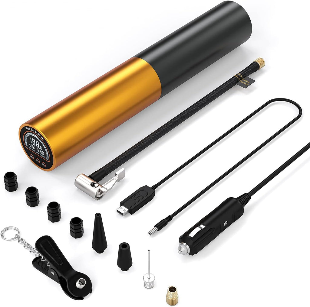 3000mAh Portable Wireless Rechargeable Bike Tire Pump with Digital Pressure Gauge, 140PSI, Pack of 2 V3160