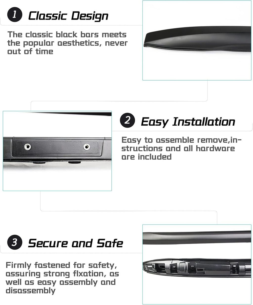 Black Roof Rack Cross Bars Y249