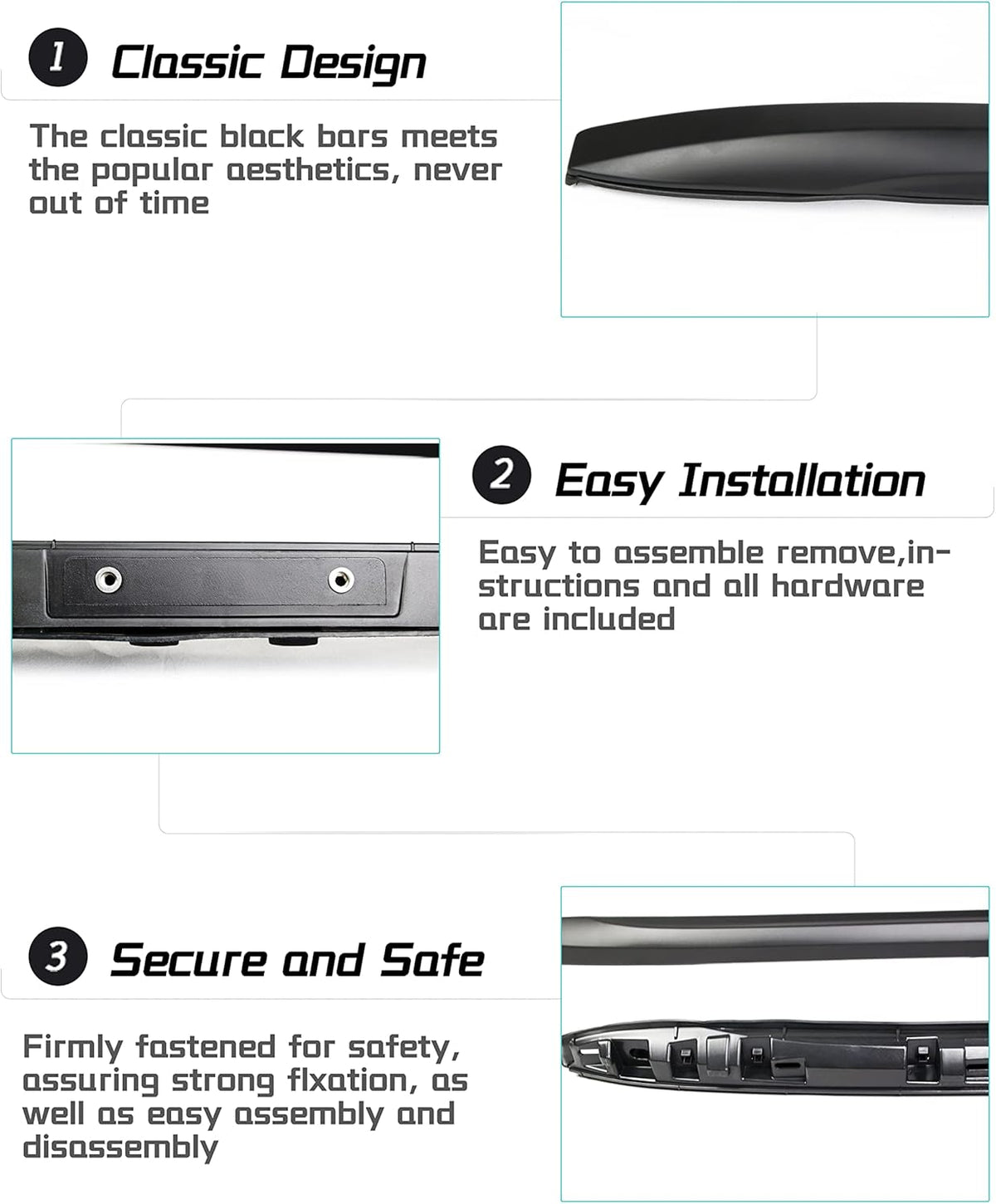 Black Roof Rack Cross Bars Y249