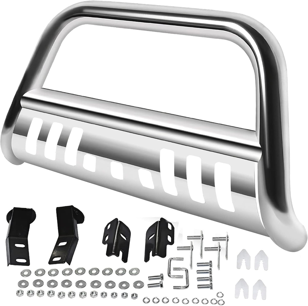 Stainless Chrome Bull Bar with Skid Plate Y967