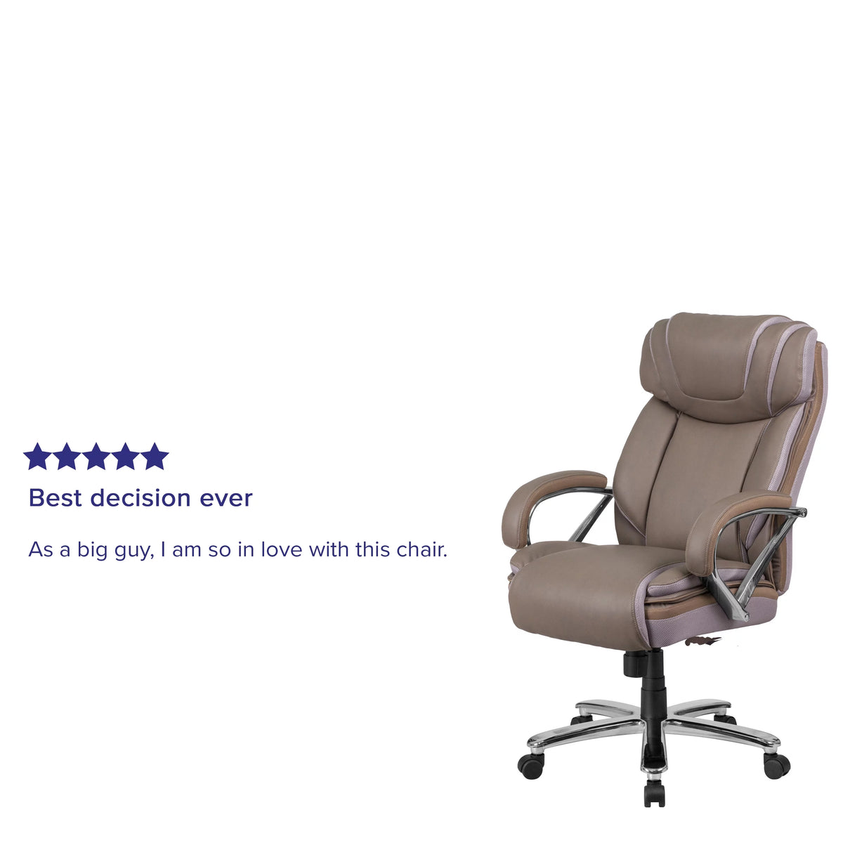 Taupe Ergonomic Office Chair with Extra Wide Seat V88957
