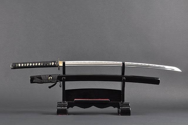 Aluminium Alloy Unsharpened Full Tang Katana with Black Scabbard A40525