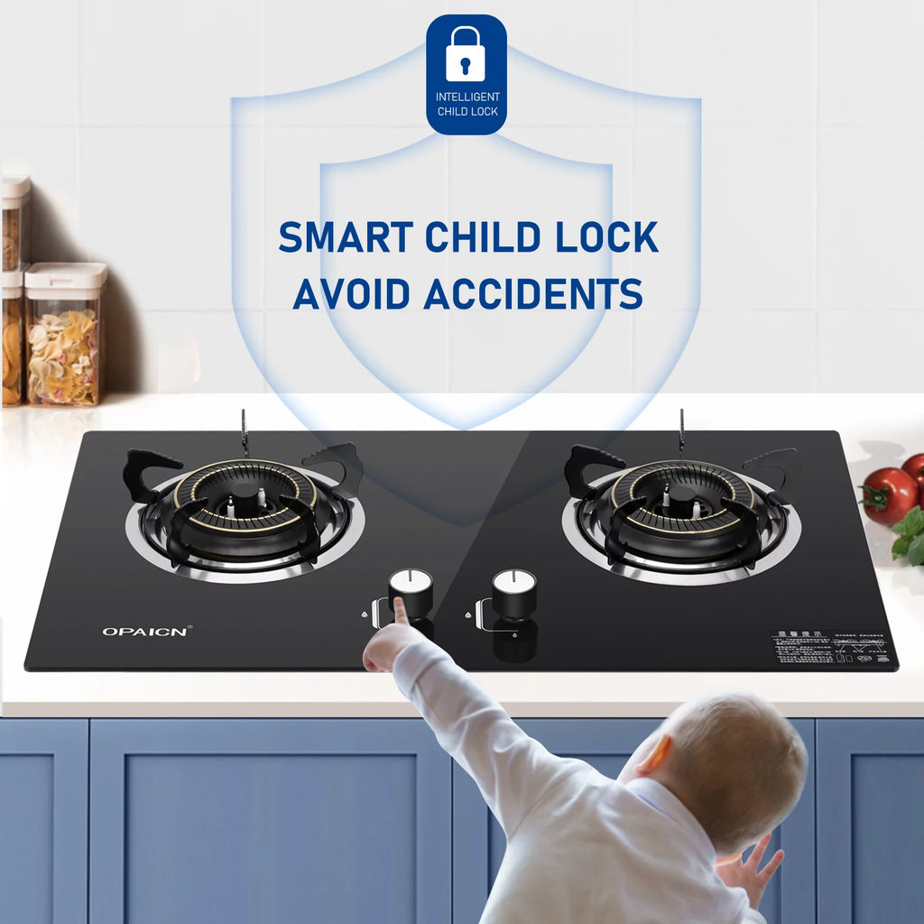 Double Burner Gas Stove Tempered Glass Cooktop E593