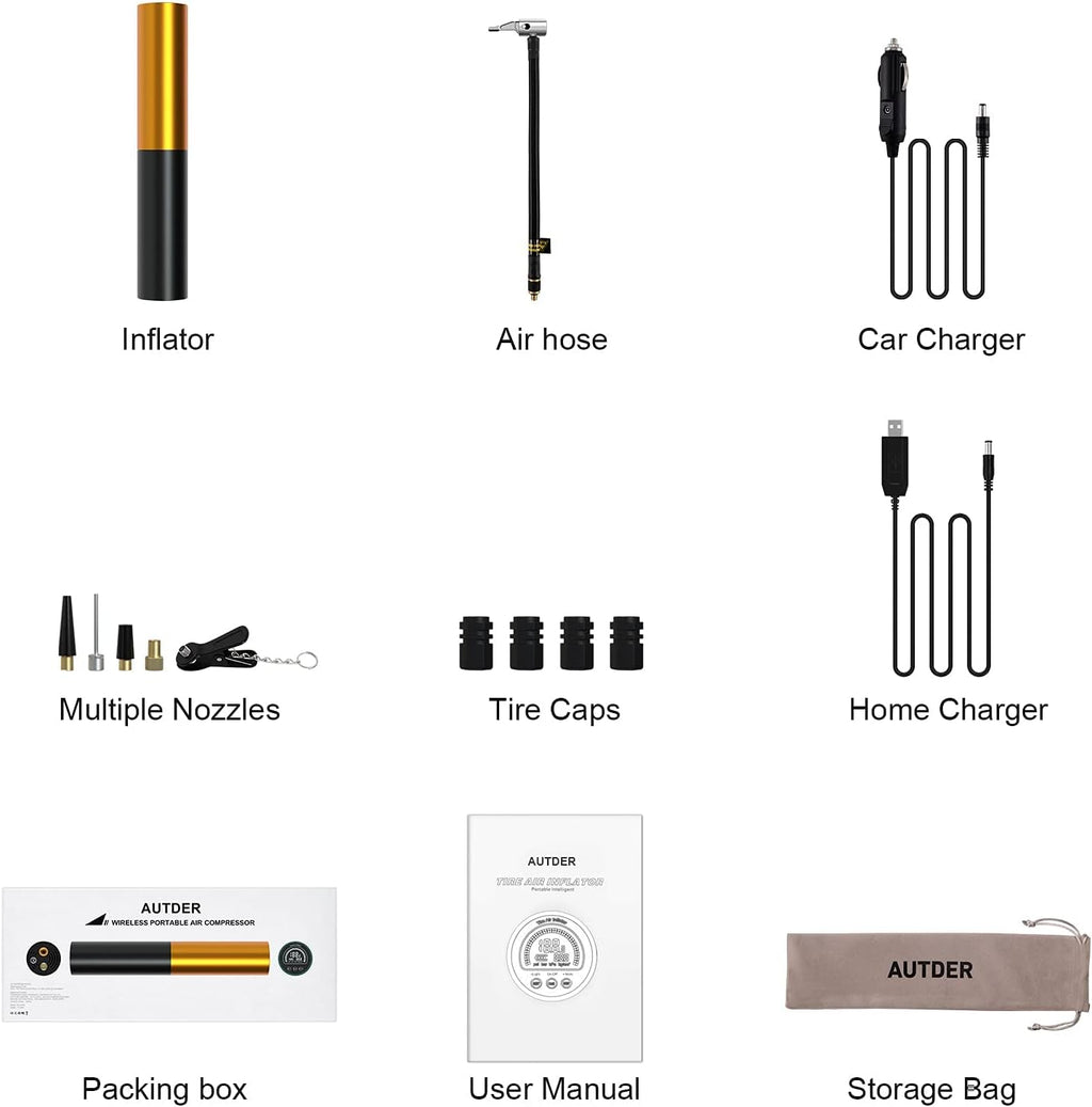 3000mAh Portable Wireless Rechargeable Bike Tire Pump with Digital Pressure Gauge, 140PSI, Pack of 2 V3160