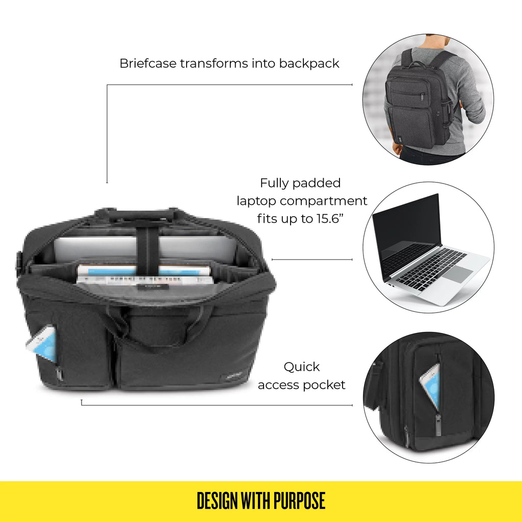 Gray Laptop Briefcase Backpack M620