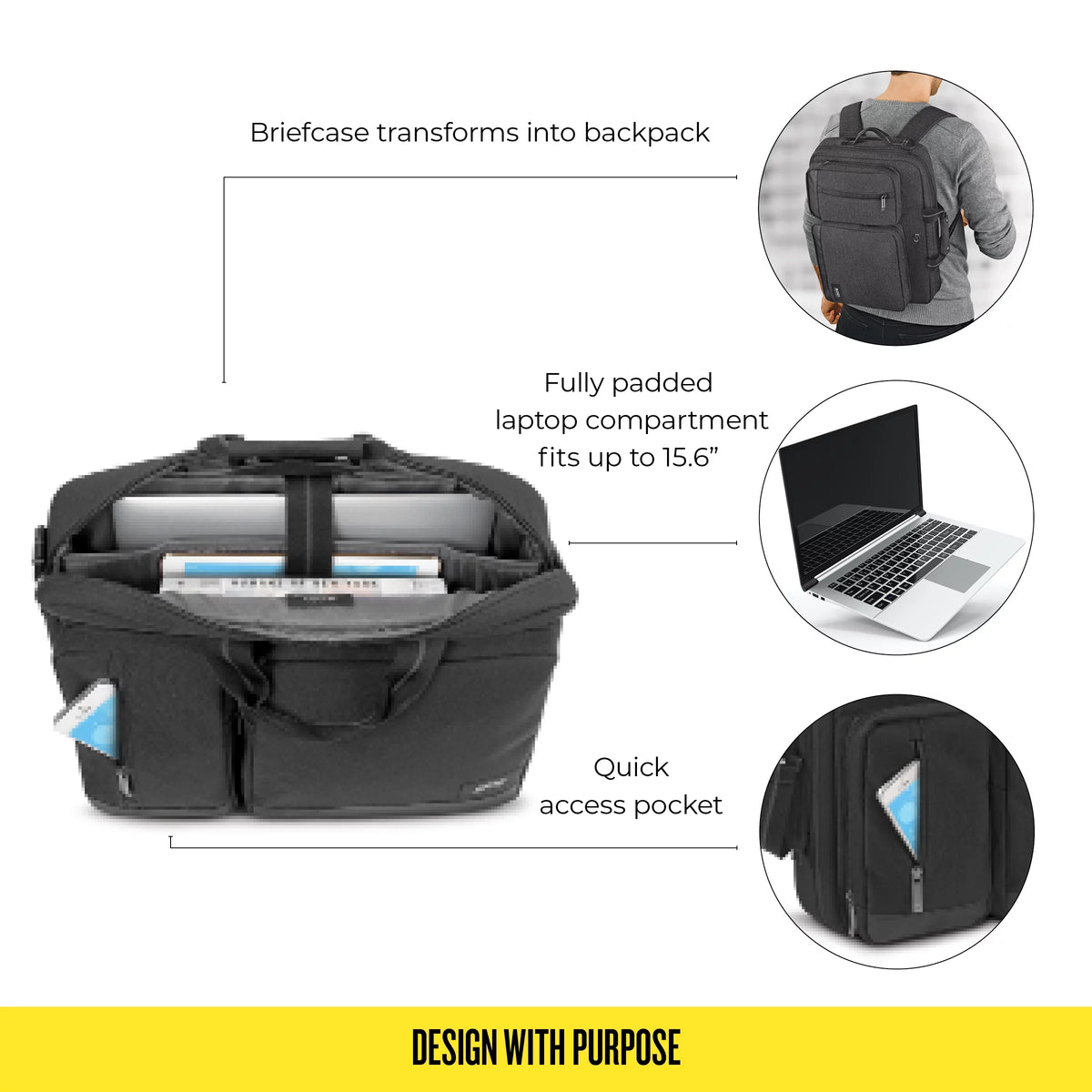 Gray Laptop Briefcase Backpack M620