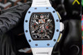 Skeleton Dial Blue Bezel White Rubber Strap N7569