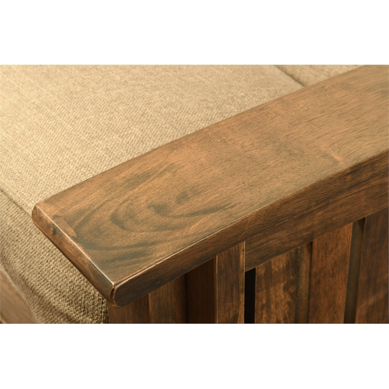 Walnut Futon with Drawers and Linen Gray Mattress B479668